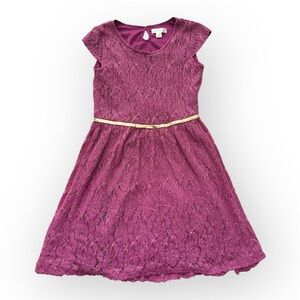 Elegant Purple Lace Girls Dress - Size XL/TG 14/16